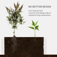 Outsunny 48" x 24" Raised Garden Bed Kit, Divisible Planting Box DIY Garden Elevated Planter for Outdoor & Indoor Backyard, Wood Imitating Grain, Easy Assembly, with 6 Stakes, White(m-6)