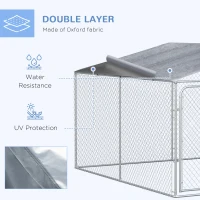 PawHut Outdoor Dog Kennel Galvanized Steel Fence with Cover Secure Lock Mesh Sidewalls for Backyard 157.5" x 157.5" x 91.25"(m-5)