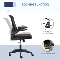 Vinsetto Mesh Office Chair with Flip-up Armrest, Ergonomic Computer Desk Chair with Lumbar Back Support, Tilt Function, Height Adjustable Swivel Seat for Home Office, Black(m-5)