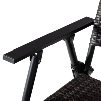 Outsunny Folding Patio Chair Set of 4, Rattan Folding Chairs with Armrest, Steel Frame for Outdoors, Camping, Mixed Brown(m-9)