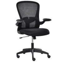 Vinsetto Mesh Office Chair with Flip-up Armrest, Ergonomic Computer Desk Chair with Lumbar Back Support, Tilt Function, Height Adjustable Swivel Seat for Home Office, Black(m-2)