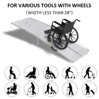 HOMCOM 10.2ft Wheelchair Ramp Foldable Portable Scooter Mobility Easy Access Carrier Ramp with Carrying Handle Aluminum Alloy(m-5)