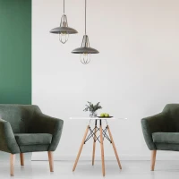 HOMCOM 31.5" Round Kitchen Dining Table Mid-Century Eiffel Style Space Saving Tea Table Wooden Leg for Living Room Office Conference, White(m-7)