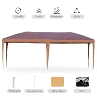 Outsunny 10' x 20' Pop Up Canopy, UV Fighting Roof, Carry Bag for Patio, Backyard, Beach, Garden, Coffee(m-6)