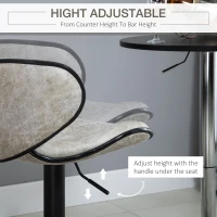 HOMCOM Vintage Bar Stool Set of 2 Microfiber Cloth Adjustable Height Armless Chairs with Swivel Seat, Taupe Grey(m-5)