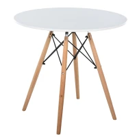 HOMCOM 31.5" Round Kitchen Dining Table Mid-Century Eiffel Style Space Saving Tea Table Wooden Leg for Living Room Office Conference, White(m-2)