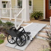 HOMCOM 8ft Wheelchair Ramp Foldable Portable Scooter Mobility Easy Access Carrier Ramp with Carrying Handle Aluminum Alloy(m-1)