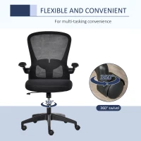 Vinsetto Mesh Office Chair with Flip-up Armrest, Ergonomic Computer Desk Chair with Lumbar Back Support, Tilt Function, Height Adjustable Swivel Seat for Home Office, Black(m-8)