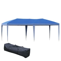 Outsunny 10' x 20' Pop Up Canopy, UV Fighting Roof, Carry Bag for Patio, Backyard, Beach, Garden, Blue(m-1)