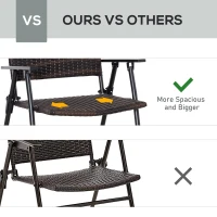Outsunny Folding Patio Chair Set of 4, Rattan Folding Chairs with Armrest, Steel Frame for Outdoors, Camping, Mixed Brown(m-8)
