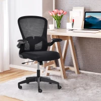 Vinsetto Mesh Office Chair with Flip-up Armrest, Ergonomic Computer Desk Chair with Lumbar Back Support, Tilt Function, Height Adjustable Swivel Seat for Home Office, Black(m-1)