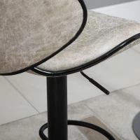 HOMCOM Vintage Bar Stool Set of 2 Microfiber Cloth Adjustable Height Armless Chairs with Swivel Seat, Taupe Grey(m-7)