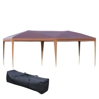 Outsunny 10' x 20' Pop Up Canopy, UV Fighting Roof, Carry Bag for Patio, Backyard, Beach, Garden, Coffee(m-1)