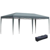 Outsunny 10' x 20' Outdoor Gazebo Pop Up Canopy Party Tent with Carrying Bag, Grey(m-1)