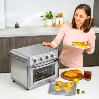 HOMCOM 7-in-1 Toaster Oven 21Qt 4-Slice Convection Oven with Warm Broil Toast Bake Air Fryer Setting 60min Timer Adjustable Thermostat 3 Crust Shades 4 Accessories 1550W for Countertop(m-1)
