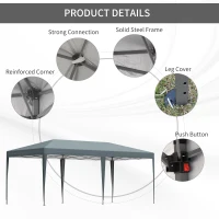 Outsunny 10' x 20' Outdoor Gazebo Pop Up Canopy Party Tent with Carrying Bag, Grey(m-5)