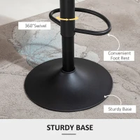 HOMCOM Modern Bar Height Chairs, Set of 2, Adjustable Swivel Round Metal Base, Elegant Design for Kitchen, Bar, Dining(m-6)