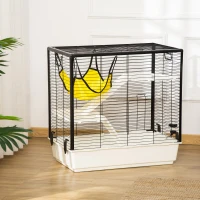 PawHut Rabbit Cage, Portable Small Animal Cage for Chinchilla Adult Rats Large Guinea Pig Mink Ferret with Hammock Water Bottle Food Dish Ramps, 31.5" x 19" x 31"(m-1)