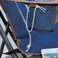 Outsunny Folding Adirondack Chair with padded, Beach Lounge Chair with High Back, Durable Oxford Fabric, Built-In Cup Holder, Bottle Opener, Blue(m-8)