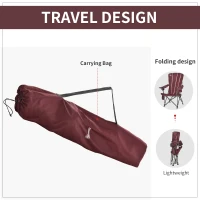 Outsunny Folding Adirondack Chair with padded, Beach Lounge Chair with High Back, Durable Oxford Fabric, Built-In Cup Holder, Bottle Opener, Red(m-4)