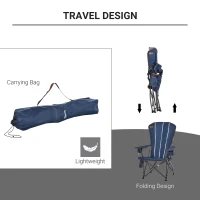 Outsunny Folding Adirondack Chair with padded, Beach Lounge Chair with High Back, Durable Oxford Fabric, Built-In Cup Holder, Bottle Opener, Blue(m-4)