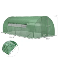 Outsunny 19 x 10 x 6.6ft Outdoor Walk-in Tunnel Greenhouse Portable Plant Gardening Warm House with PE Cover Green(m-3)