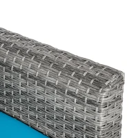 Outsunny 7 Pieces Wicker Patio Furniture Set with 4.7" Thick Cushions, Outdoor PE Rattan Garden Sofa Set Sectional Conversation Set w/ Iron Plate Top Coffee Table, Light Blue(m-9)