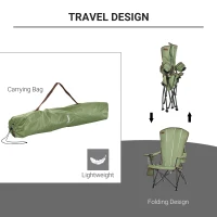 Outsunny Folding Adirondack Chair with padded, Beach Lounge Chair with High Back, Durable Oxford Fabric, Built-In Cup Holder, Bottle Opener, Green(m-4)