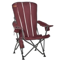 Outsunny Folding Adirondack Chair with padded, Beach Lounge Chair with High Back, Durable Oxford Fabric, Built-In Cup Holder, Bottle Opener, Red(m-1)