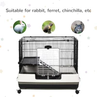 PawHut Spacious Rolling Small Animal Cage, Rabbit Pet Play House with Platform Ramp, Ideal for Indoor Play & Comfort(m-4)