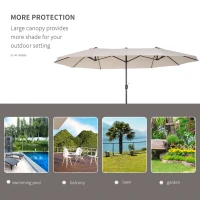 Outsunny 15ft Patio Umbrella Double-Sided Outdoor Market Extra Large Umbrella with Crank Handle for Deck, Lawn, Backyard and Pool, Cream White(m-7)