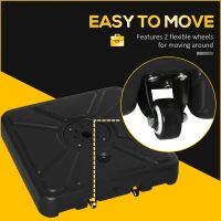 Outsunny Offset Patio Umbrella Base Stand Cantilever Umrella Holder Weight w/ Wheels, Sand or Water Filled, 176 lb Capacity Water or 264 lb Capacity Sand, Black(m-7)