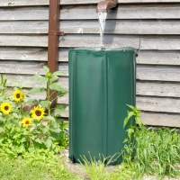 Outsunny 105 Gallon Collapsible Rain Barrel, Portable Water Storage Tank Rainwater Catcher Collection System with Filter Spigot Overflow Kit(m-2)