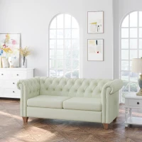 HOMCOM 2-Seater Oversize Loveseat Linen Fabric Sofa Couch 72.8 Inches with Rubberwood Legs & Rolled Arms for Living Room, White(m-8)