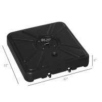 Outsunny Offset Patio Umbrella Base Stand Cantilever Umrella Holder Weight w/ Wheels, Sand or Water Filled, 176 lb Capacity Water or 264 lb Capacity Sand, Black(m-3)