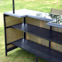 Outsunny 3 Piece Outdoor Bar Set for 2 with Canopy, Rectangular Table with Storage Shelves & Two Bar Chairs, Breathable Mesh(m-10)