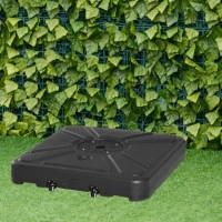 Outsunny Offset Patio Umbrella Base Stand Cantilever Umrella Holder Weight w/ Wheels, Sand or Water Filled, 176 lb Capacity Water or 264 lb Capacity Sand, Black(m-1)