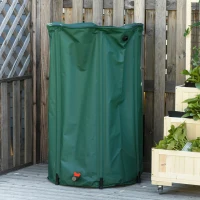 Outsunny 105 Gallon Collapsible Rain Barrel, Portable Water Storage Tank Rainwater Catcher Collection System with Filter Spigot Overflow Kit(m-7)