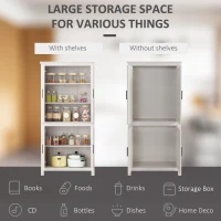 HOMCOM 64" 4-Door Modern Kitchen Pantry Cabinet with 3 Adjustable Shelves White(m-6)