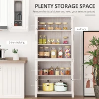 HOMCOM 64" 4-Door Modern Kitchen Pantry Cabinet with 3 Adjustable Shelves White(m-5)