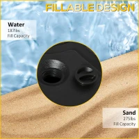 Outsunny Offset Patio Umbrella Base Stand Cantilever Umrella Holder Weight w/ Wheels, Sand or Water Filled, 176 lb Capacity Water or 264 lb Capacity Sand, Black(m-5)