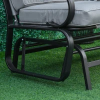 Outsunny Patio Glider Bench with Padded Cushions and Armrests, Outdoor 2-Person Gliding Chair Loveseat with Sturdy Frame, Grey(m-10)