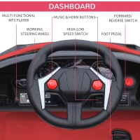 Aosom Ride On Car for Kids  6V Electric Ride-On Car with Parental Remote Control, 2 Speeds, LCD power indicator, Seat Belt (Red)(m-5)