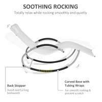 Outsunny Rocking Chair, Zero Gravity Patio Chaise Garden Sun Lounger, Outdoor Reclining Rocker Lounge Chair with Detachable Pillow for Lawn, Patio or Pool, White(m-4)