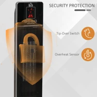 HOMCOM 2-In-1 Electric Space Heater, Oscillating Tower Heater for Indoor Use, with 3 Modes, 8H Timer, Remote, Tip-Over and Overheat Protection, 750W / 1500W, Black(m-9)