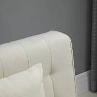 HOMCOM 2-Seater Convertible Sofa Bed with 7 Adjustable Angled Backrest Levels, 2 Pillows, and 5 Steel Legs, Cream White(m-12)