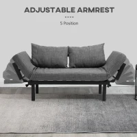 HOMCOM Single Person Chaise Lounger, Modern Sofa Bed with 5 Adjustable Positions, 2 Large Pillows, and Birch Legs, Charcoal Grey(m-5)