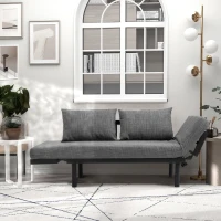 HOMCOM Single Person Chaise Lounger, Modern Sofa Bed with 5 Adjustable Positions, 2 Large Pillows, and Birch Legs, Charcoal Grey(m-7)