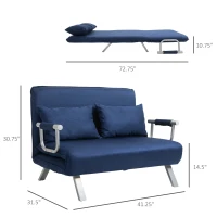 HOMCOM 2-seater Sofa Bed Living Room Folding 5 Position Convertible Sleeper Bed - Blue(m-2)