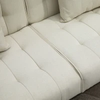 HOMCOM 2-Seater Convertible Sofa Bed with 7 Adjustable Angled Backrest Levels, 2 Pillows, and 5 Steel Legs, Cream White(m-13)